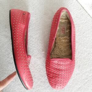 Ugg studded flamingo pink leather flats Alloway